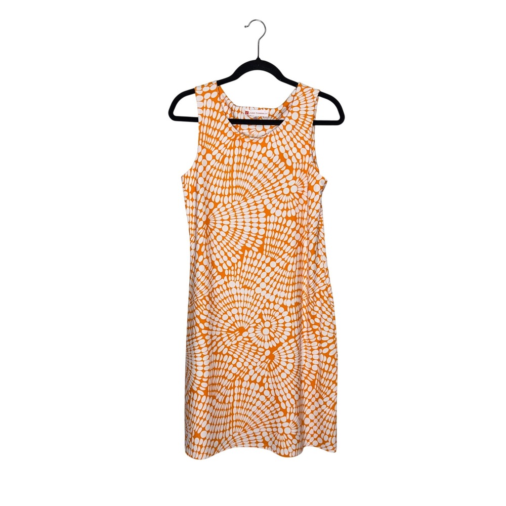 Jude Connally‎ Shift Dress Womens Medium Orange White Geometric Sleeveless Good